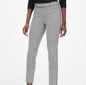 Banana Republic Black White Houndstooth Sloan Fit Stretch Slim Ankle Pan…